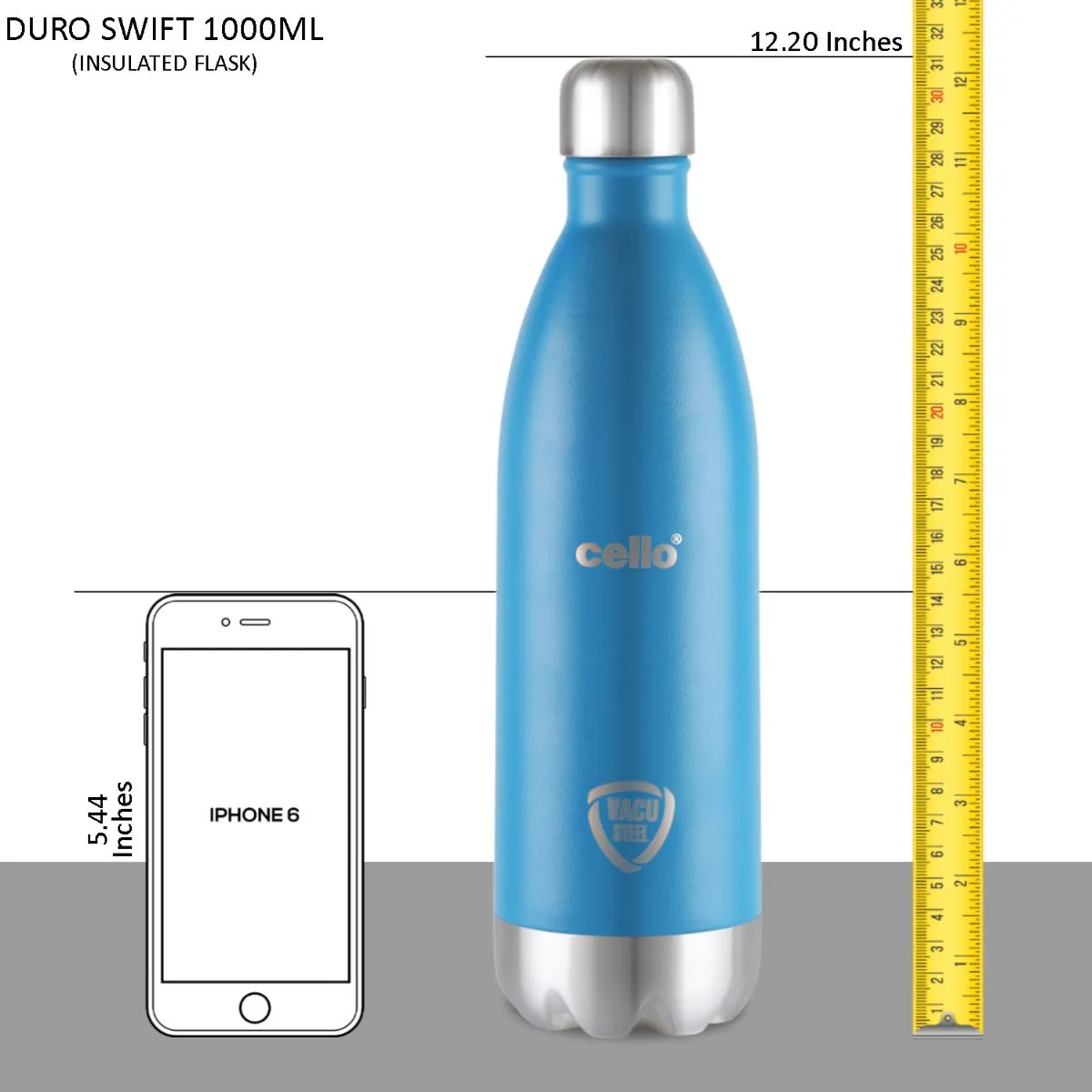 Duro Swift Flask, Vacusteel Water Bottle, 1000ml