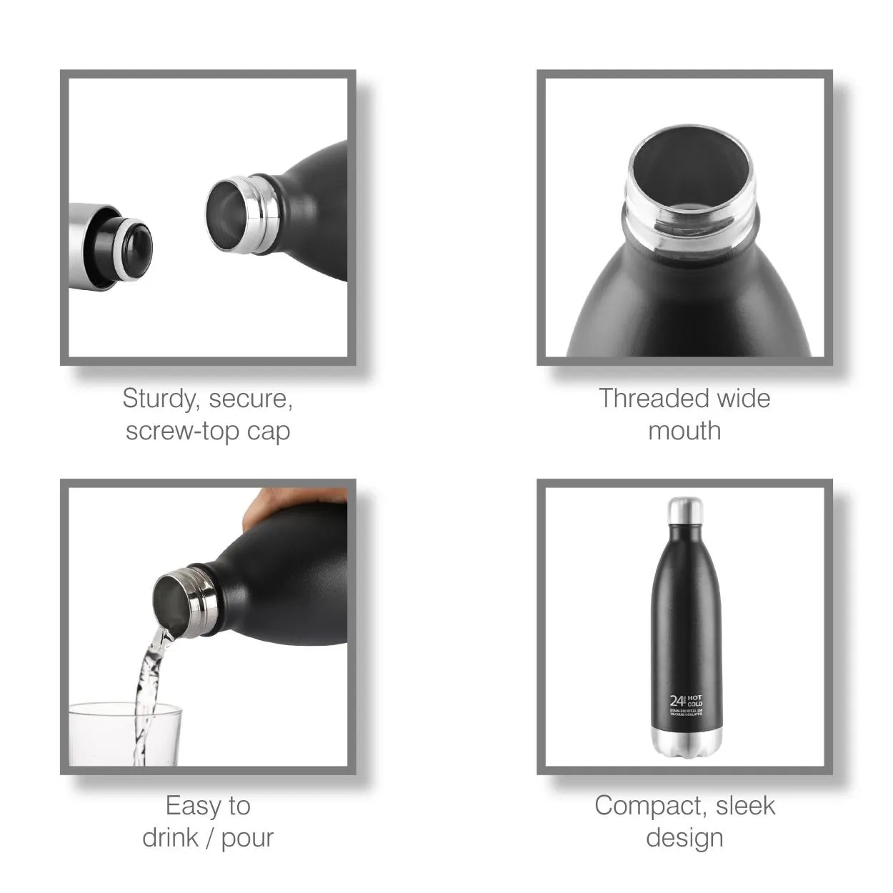 Duro Swift Flask, Vacusteel Water Bottle, 1000ml