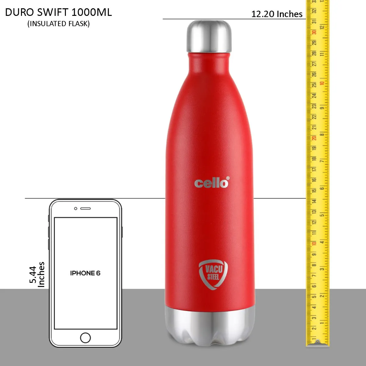 Duro Swift Flask, Vacusteel Water Bottle, 1000ml