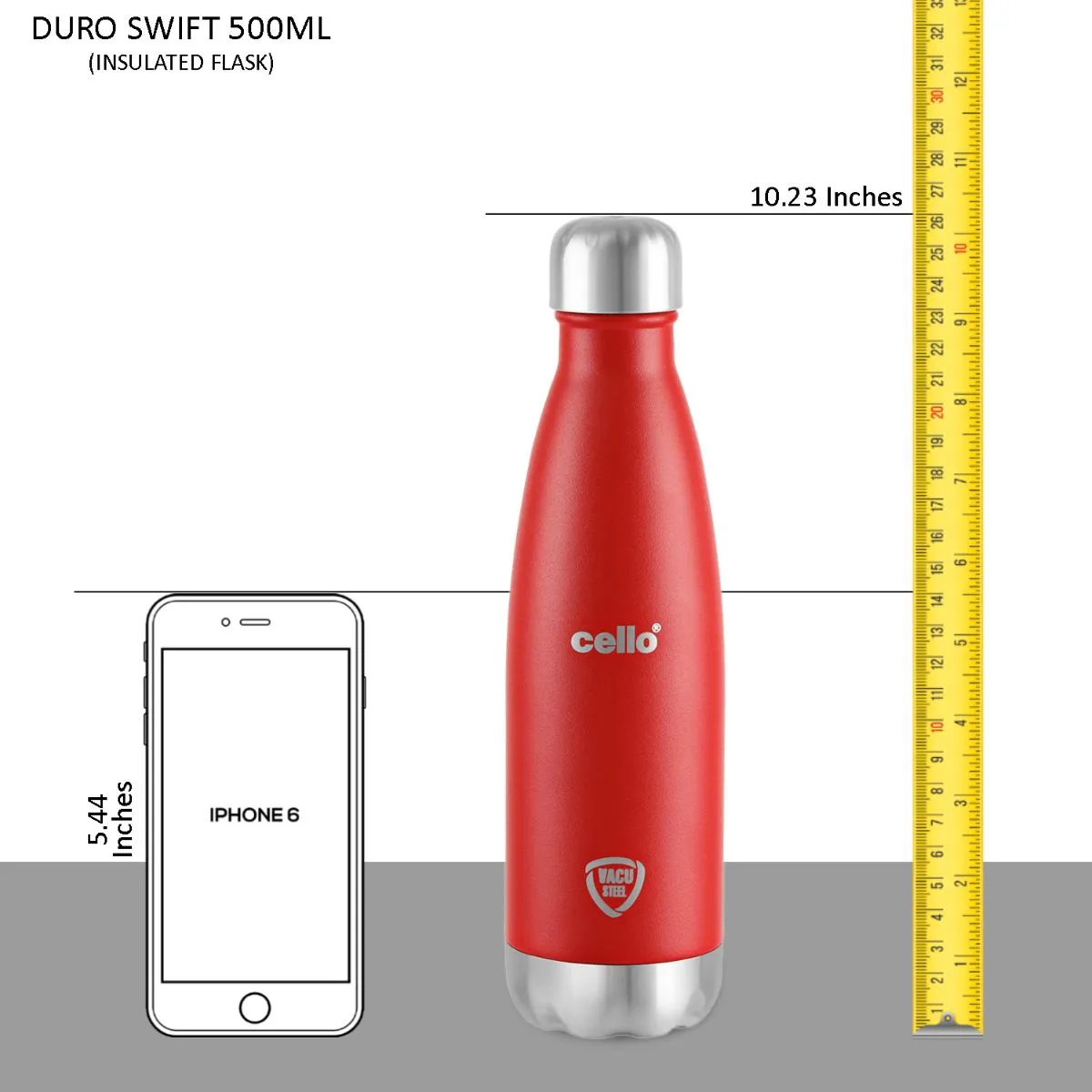 Duro Swift Flask, Vacusteel Water Bottle, 500ml