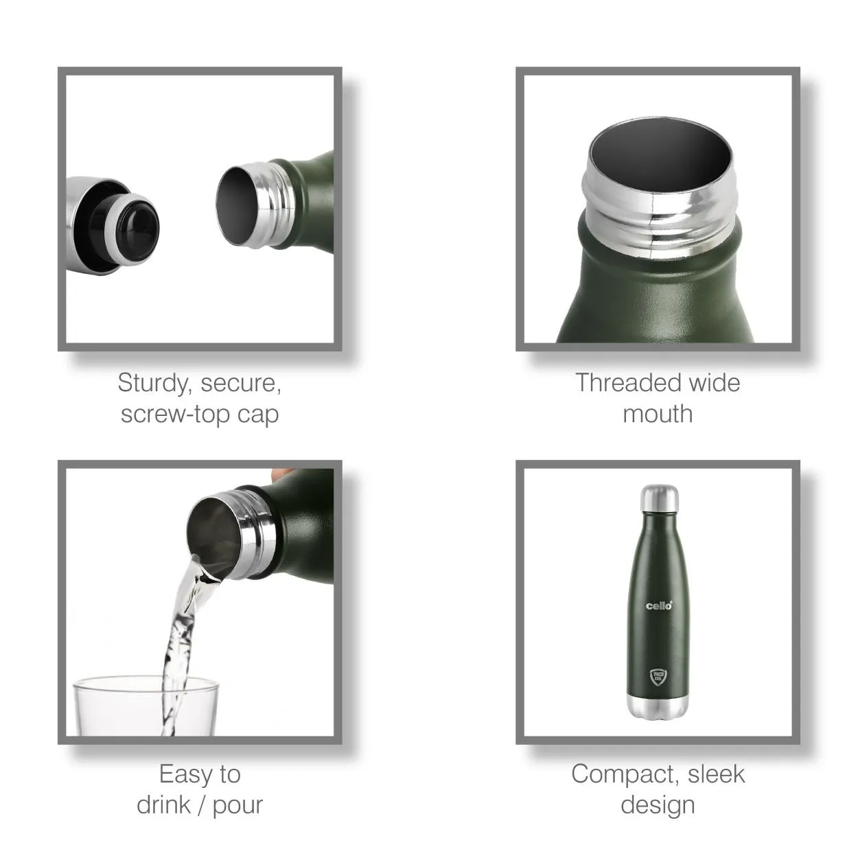 Duro Swift Flask, Vacusteel Water Bottle, 500ml