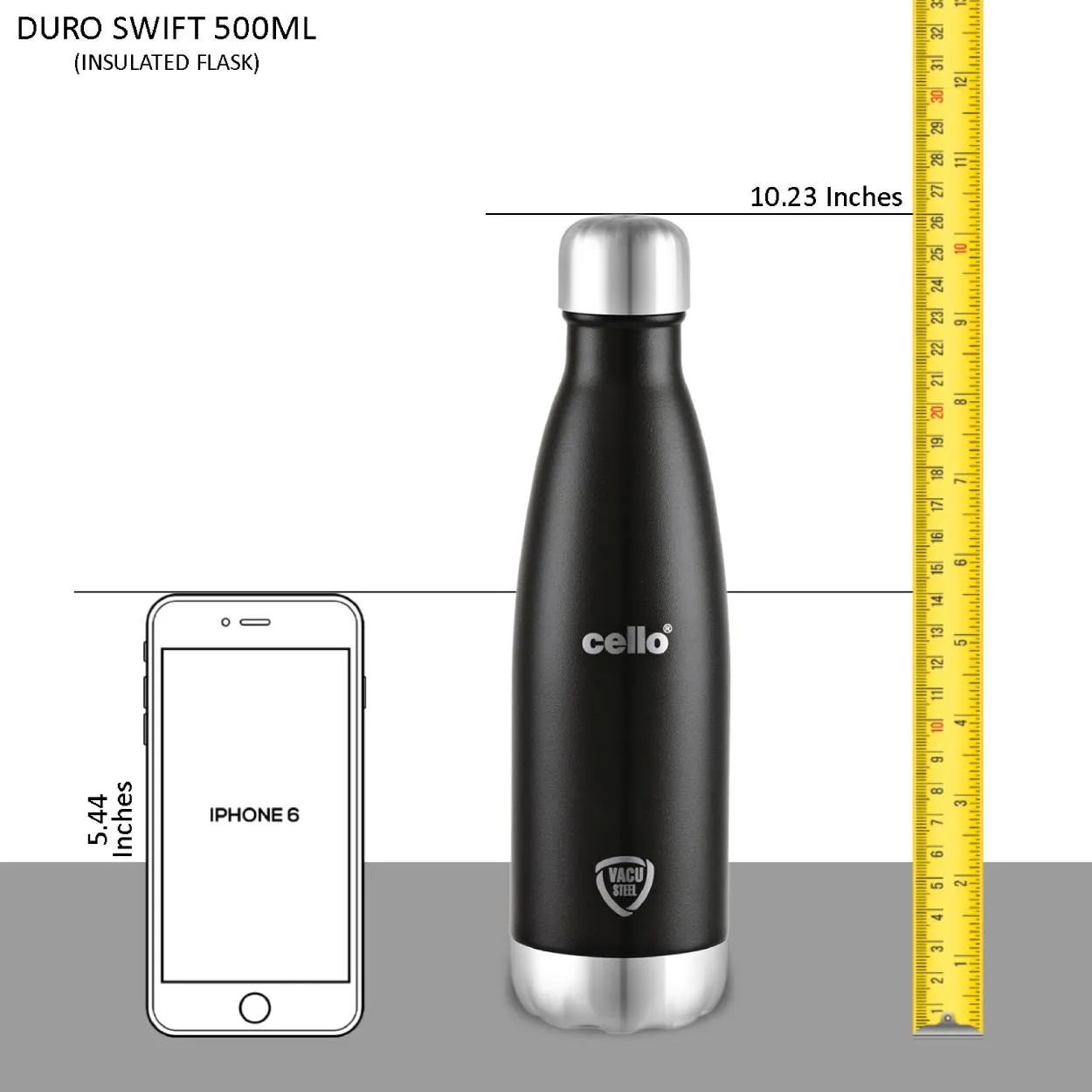 Duro Swift Flask, Vacusteel Water Bottle, 500ml