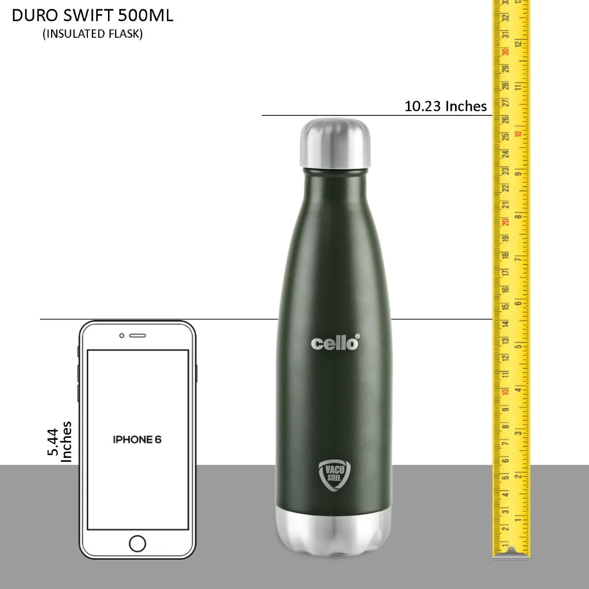 Duro Swift Flask, Vacusteel Water Bottle, 500ml