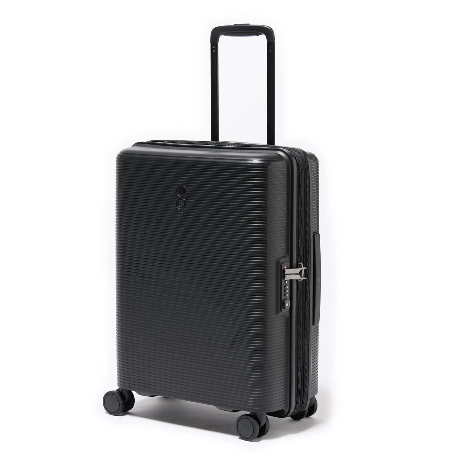 Echolac Forza 55cm Hardcase Expandable 4 Double Wheel Cabin Luggage Trolley Black - PW005 20 Black