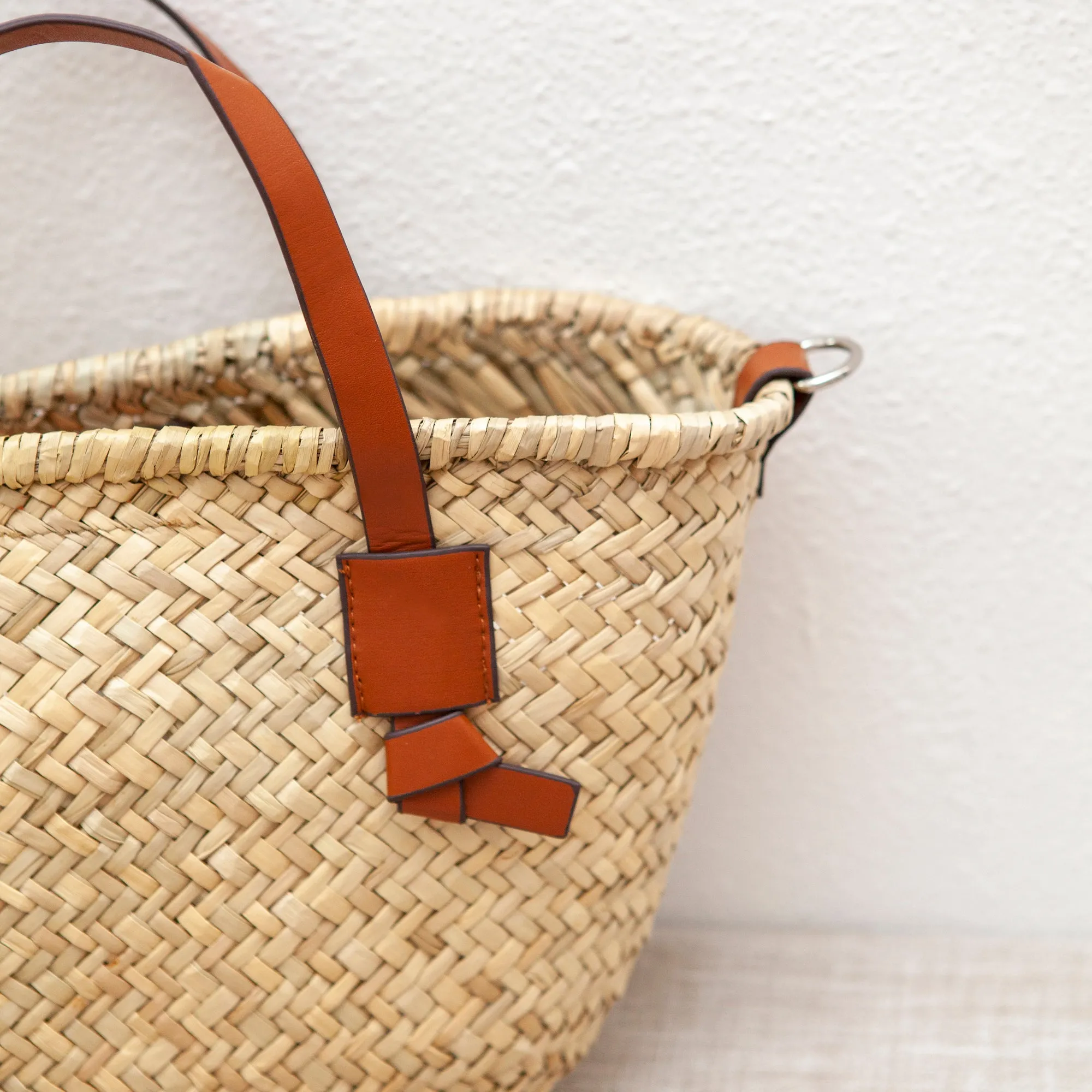 Elena Handbags Handmade Rattan Basket Tote Bag