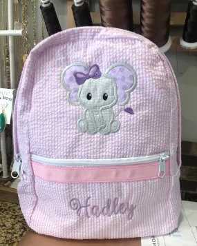 Elephant Seersucker Backpack