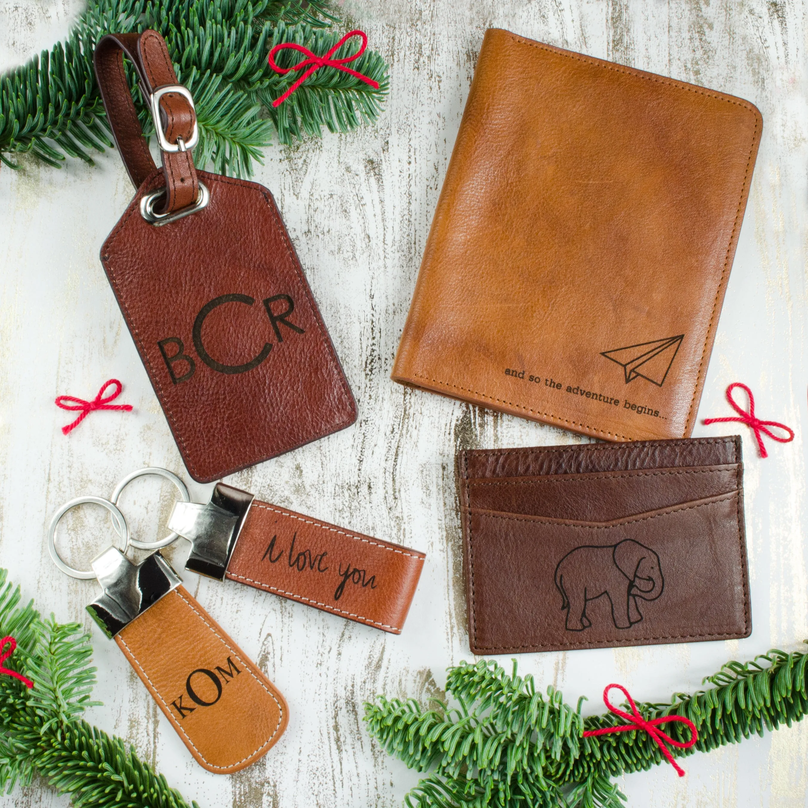 Engraved Leather Cardholder with Monogram or Handwriting