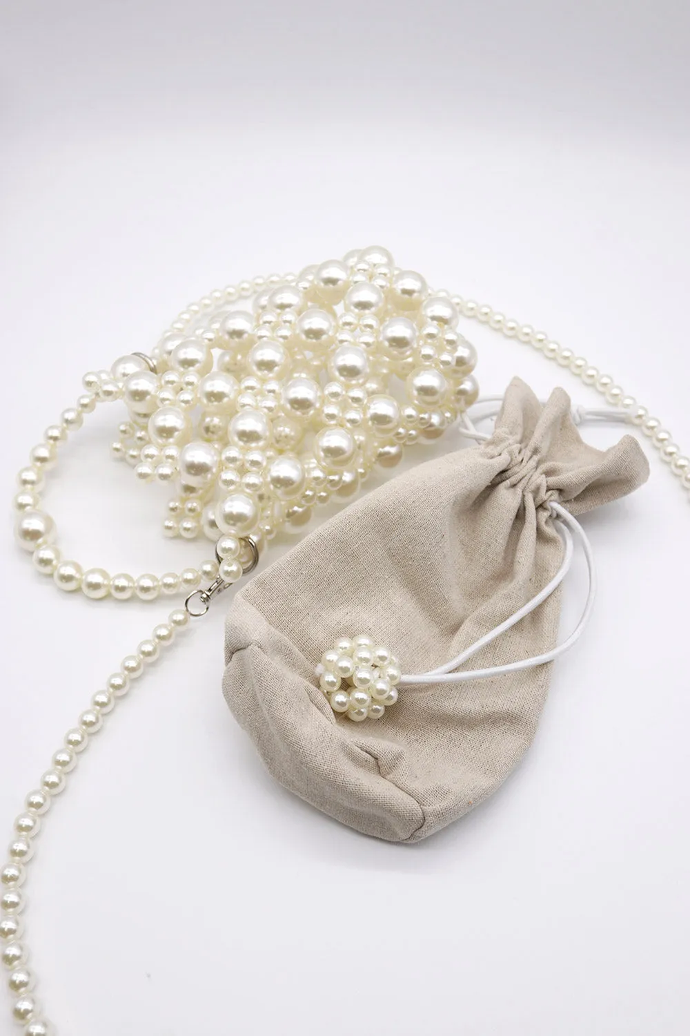 Faux Pearl Beaded Crossbody Bag