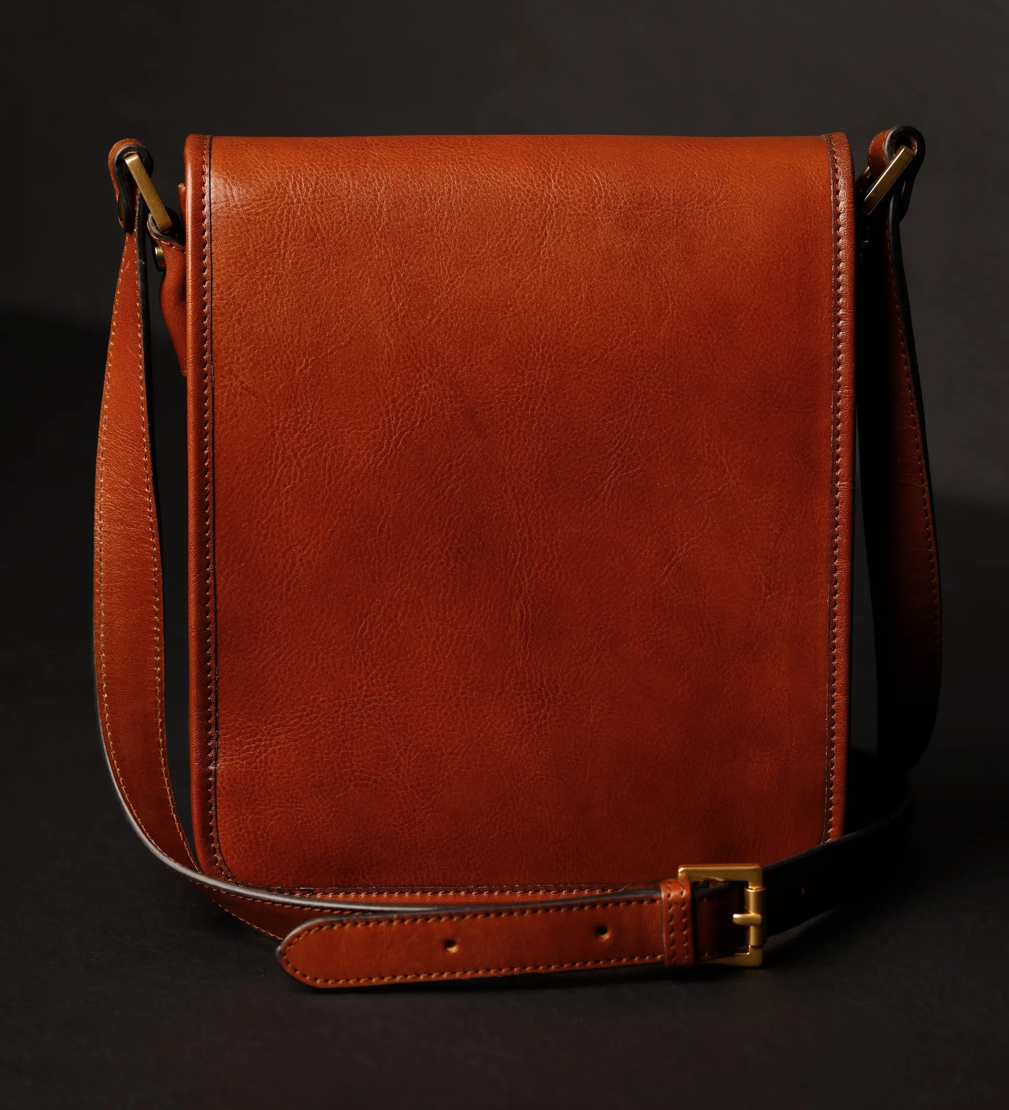 Full Grain Italian Small Leather Crossbody Messenger Bag - On The Road