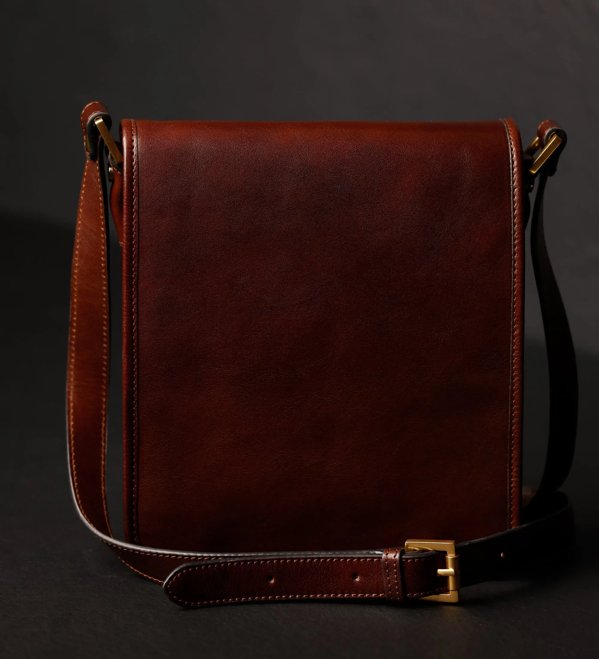 Full Grain Italian Small Leather Crossbody Messenger Bag - On The Road