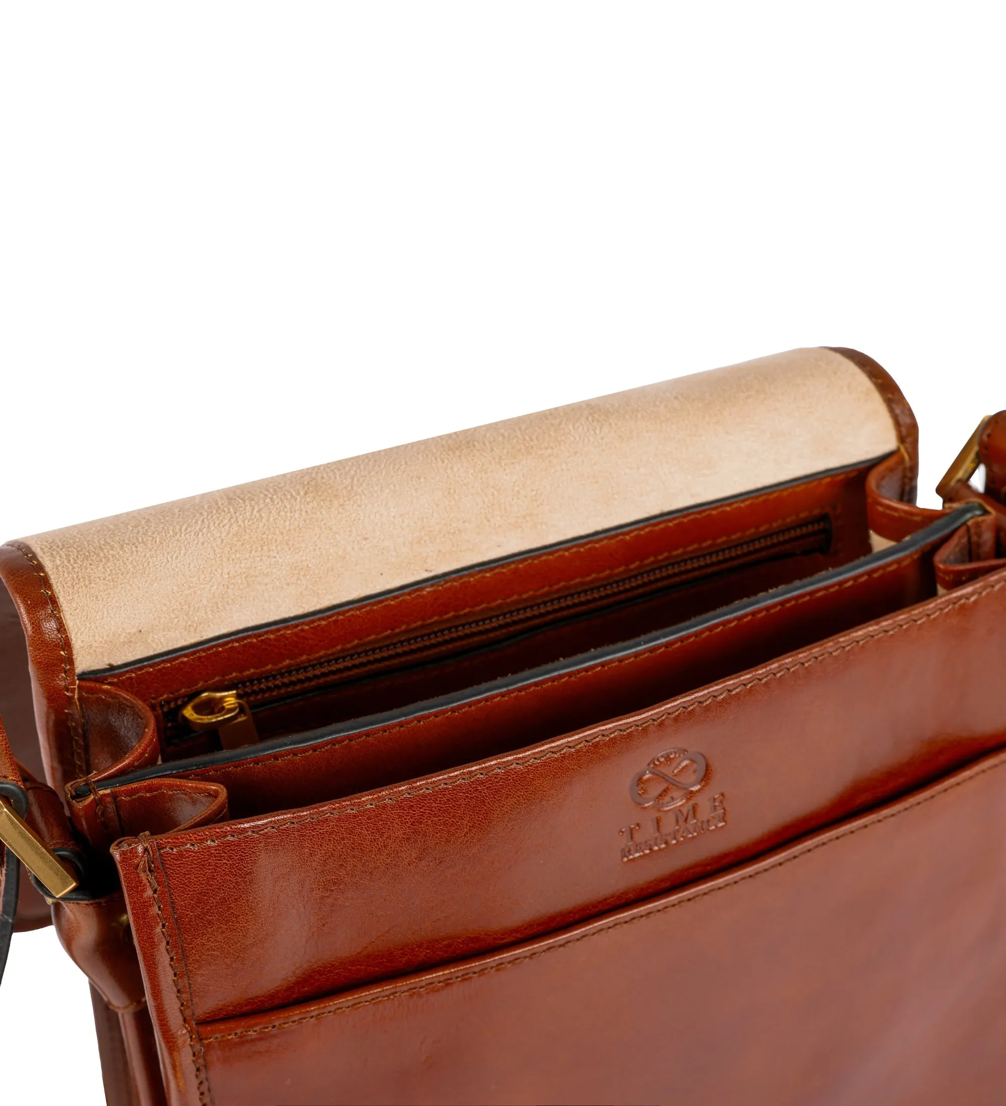 Full Grain Italian Small Leather Crossbody Messenger Bag - On The Road