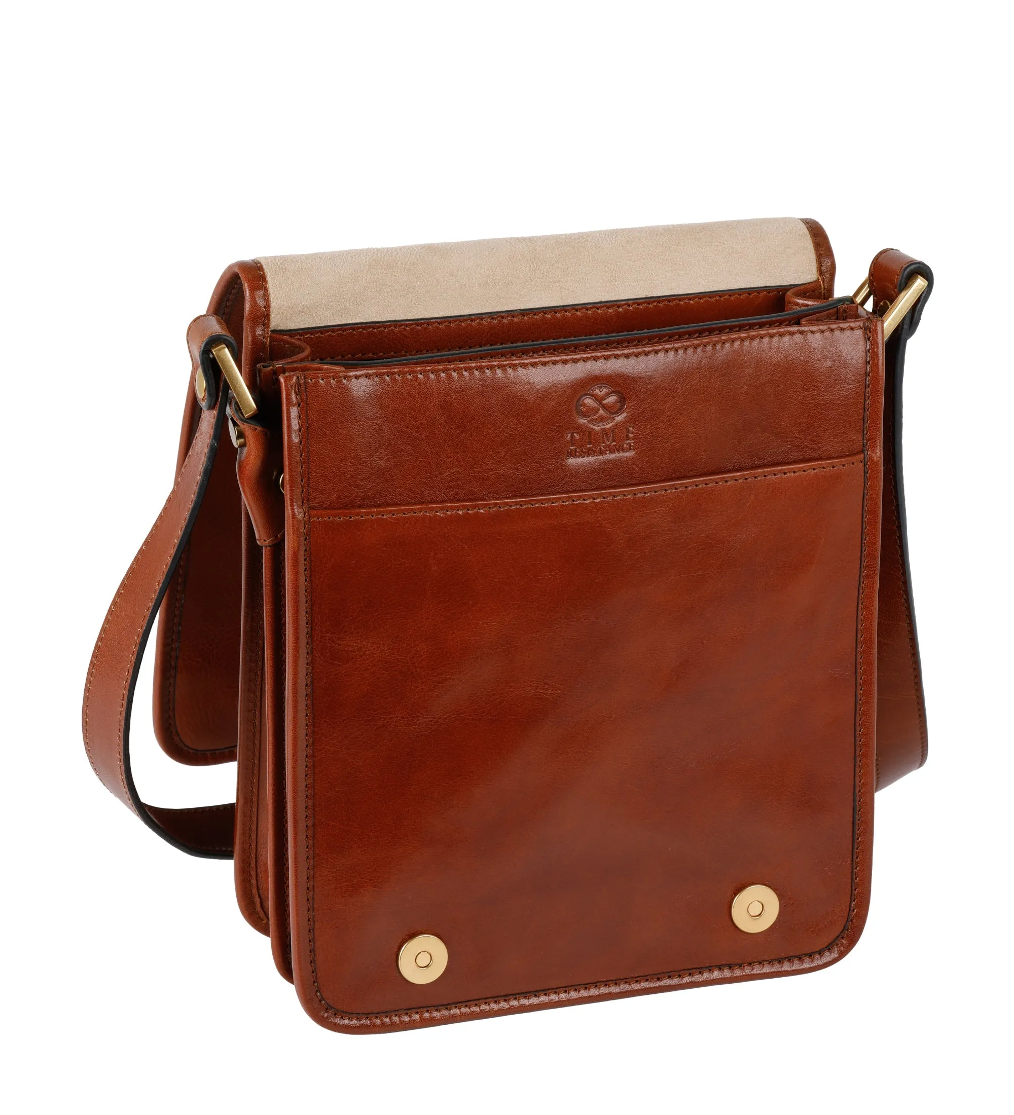 Full Grain Italian Small Leather Crossbody Messenger Bag - On The Road