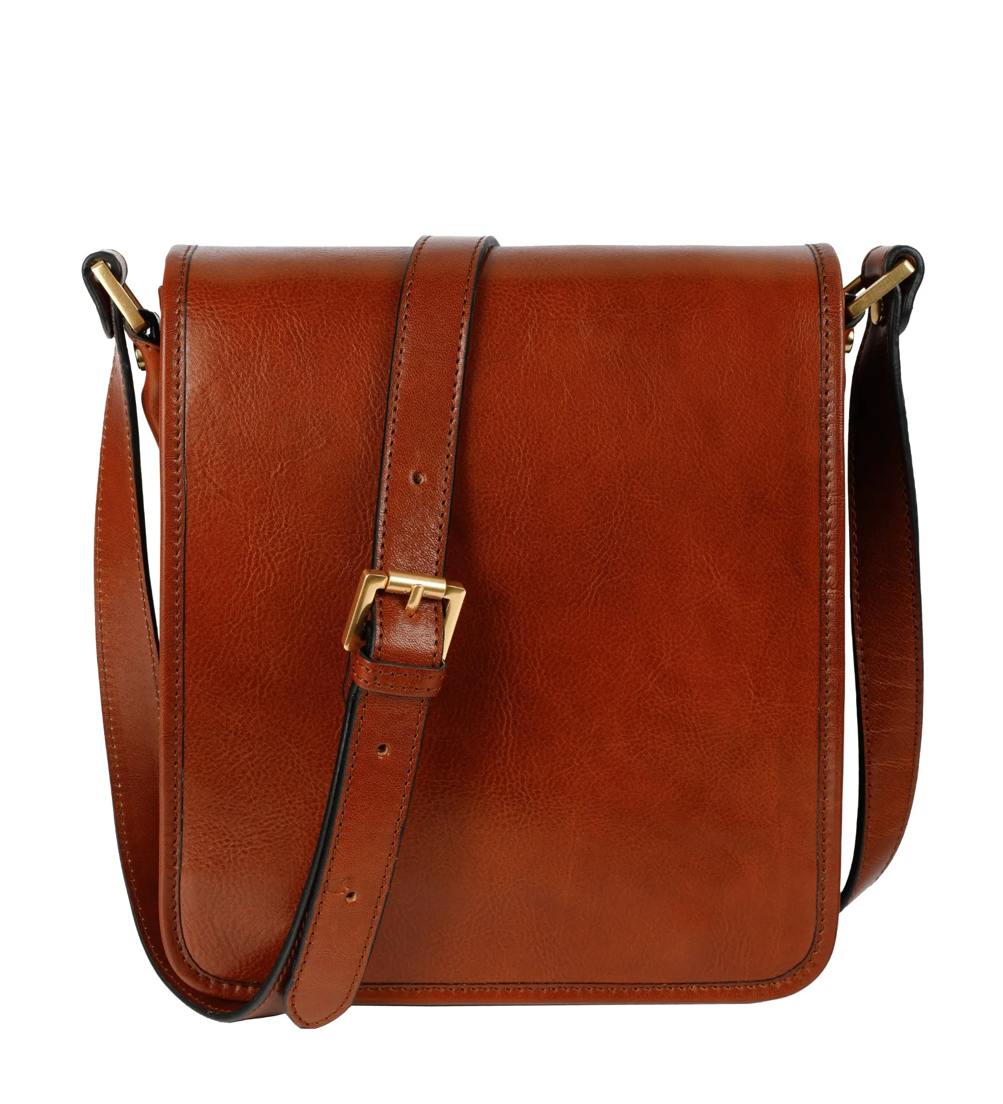 Full Grain Italian Small Leather Crossbody Messenger Bag - On The Road