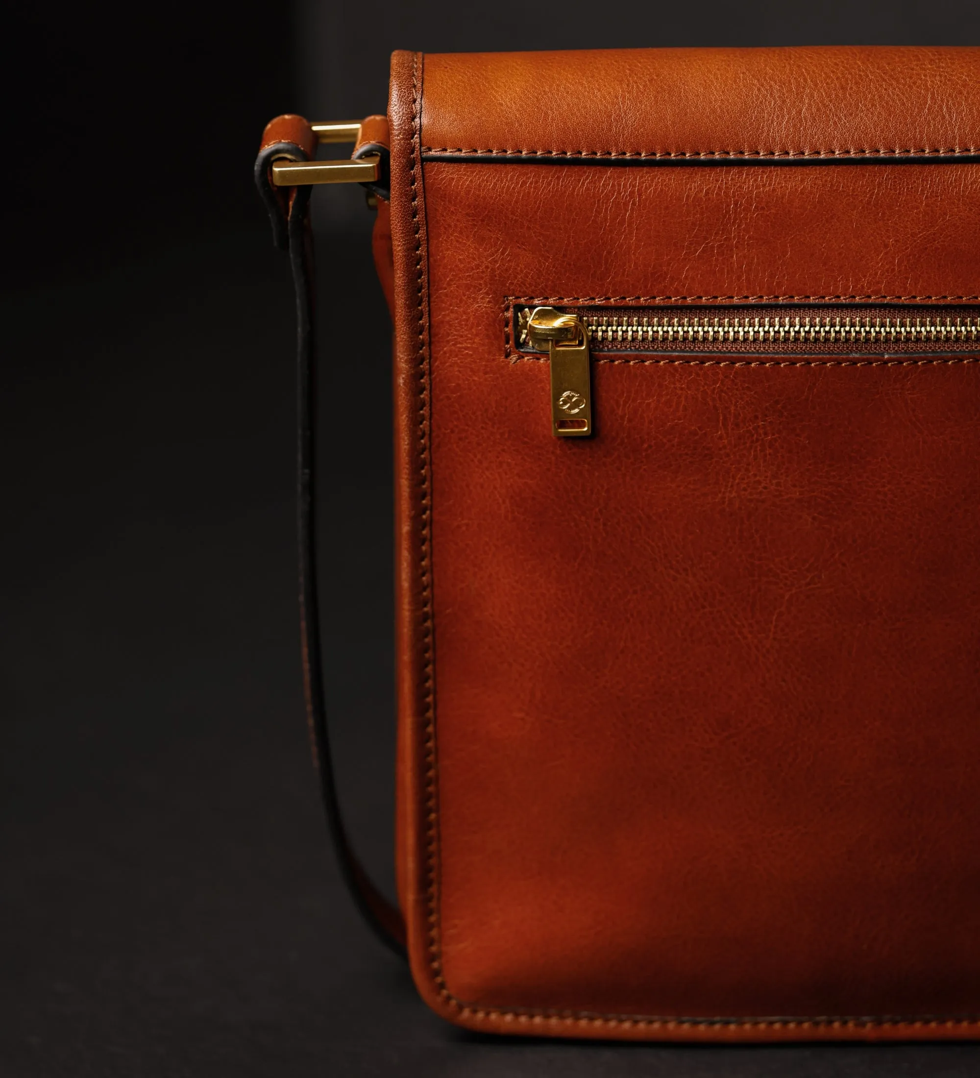 Full Grain Italian Small Leather Crossbody Messenger Bag - On The Road