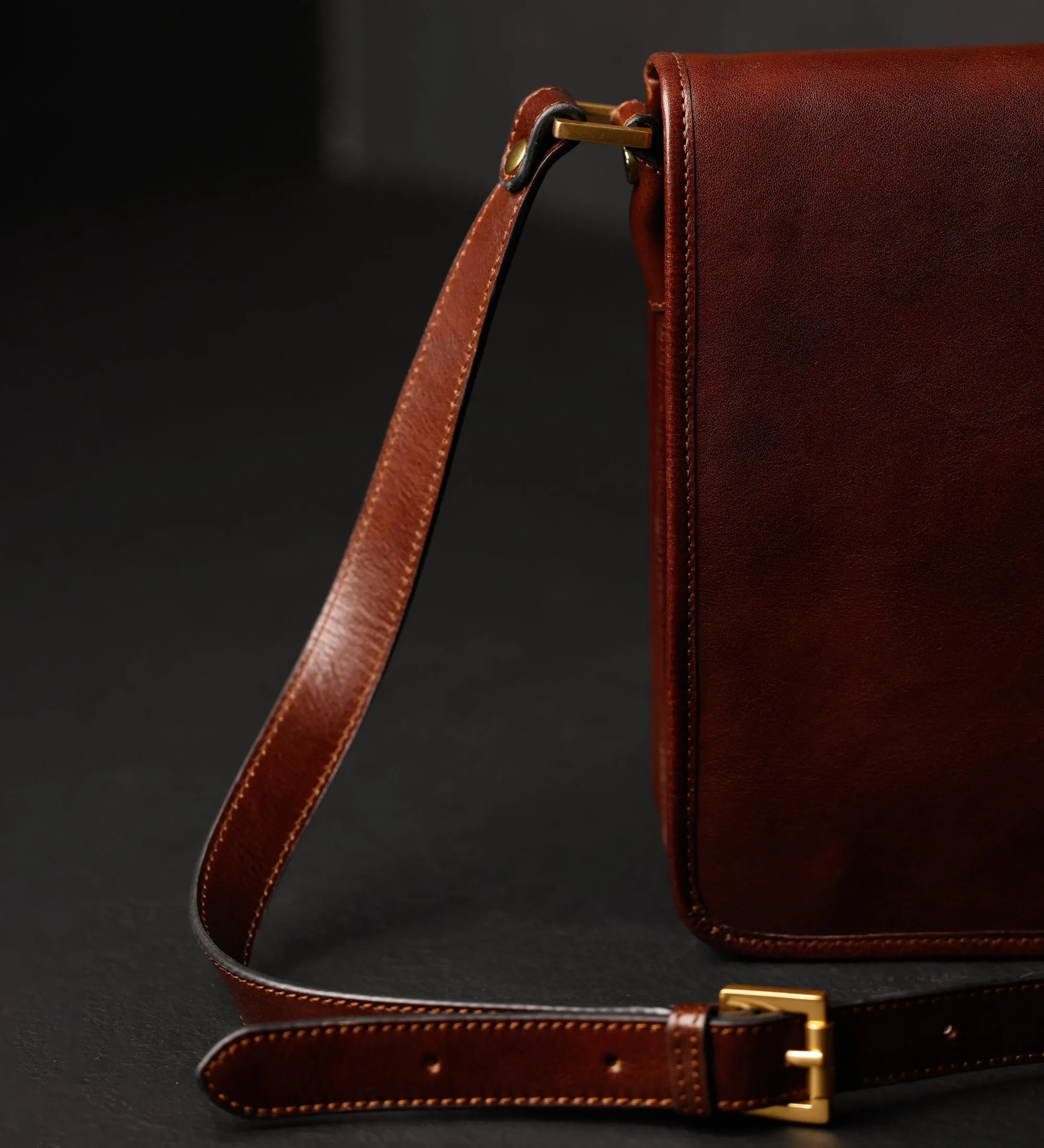 Full Grain Italian Small Leather Crossbody Messenger Bag - On The Road