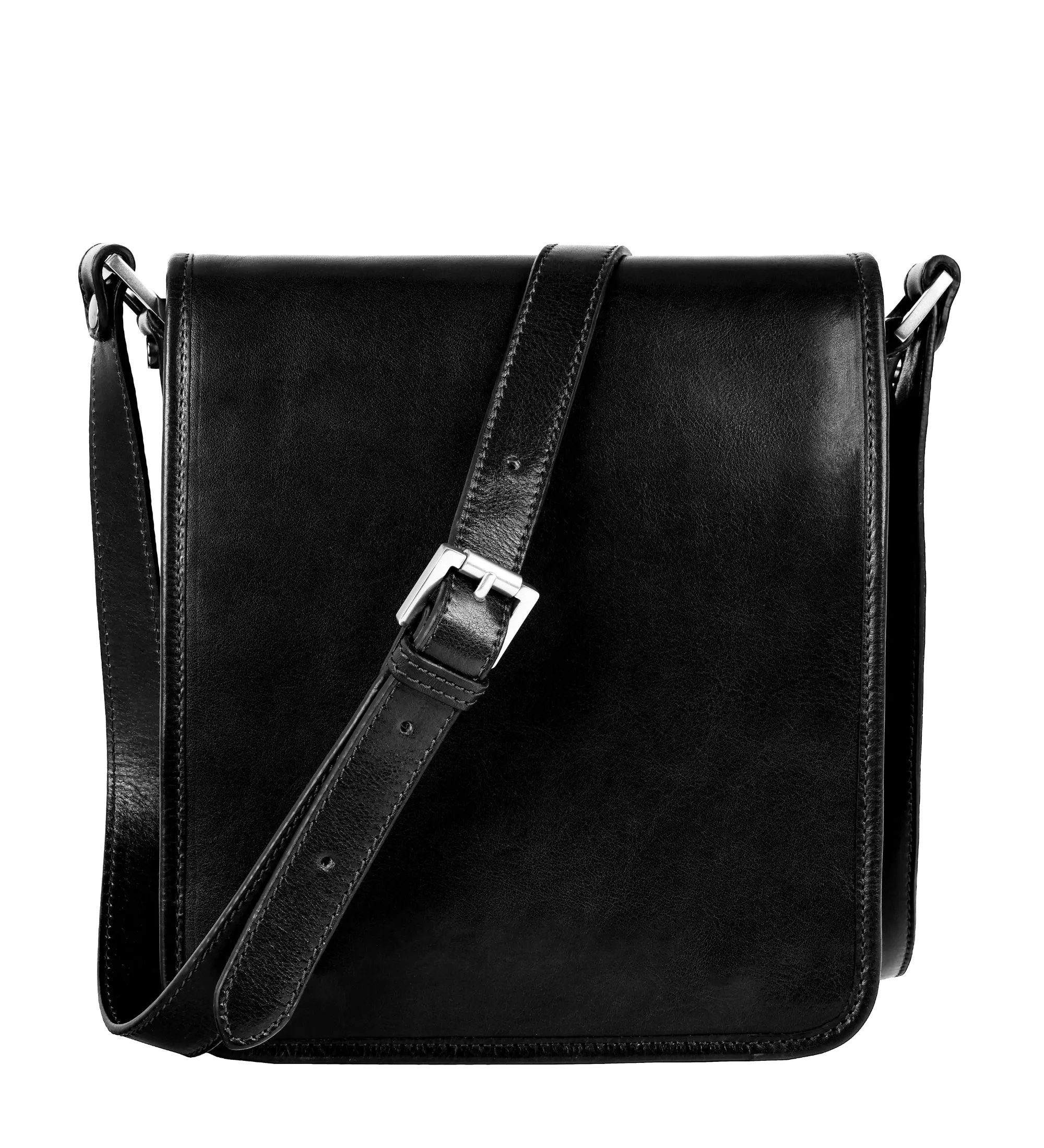 Full Grain Italian Small Leather Crossbody Messenger Bag - On The Road