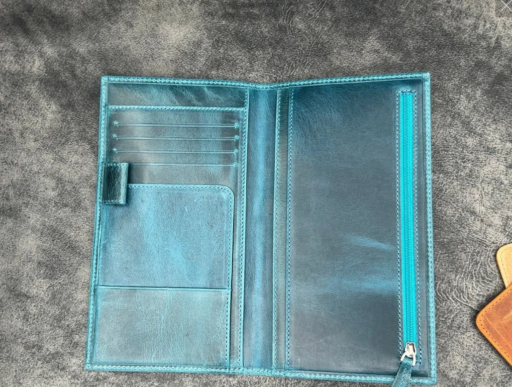 Galen Leather - Hobonichi Weeks Mega Cover/Wallet Insert  - Regular Size - Crazy Horse Ocean Blue