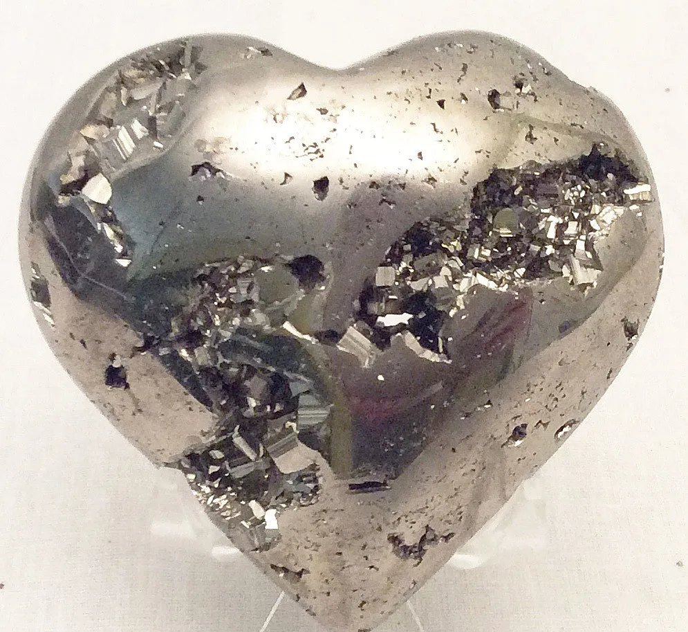 GEMS ROCK® Pyrite Carved Heart- Gift Packaged 3"-4" wide