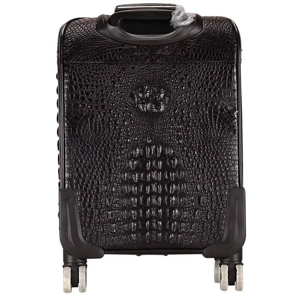 Genuine Crocodile Leather Luggage Roller Trolley Case 4 Spinner Wheels Travel Bags