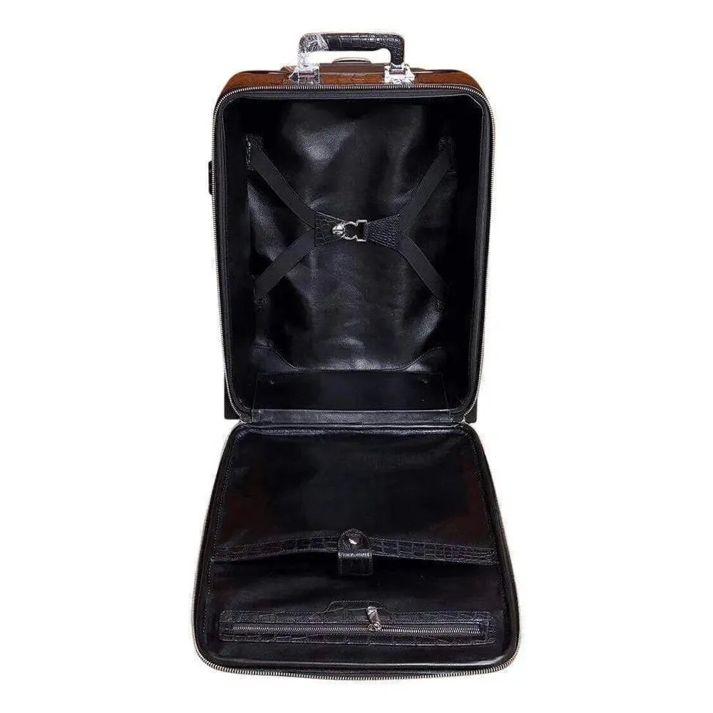 Genuine Crocodile Leather Luggage Roller Trolley Case 4 Spinner Wheels Travel Bags