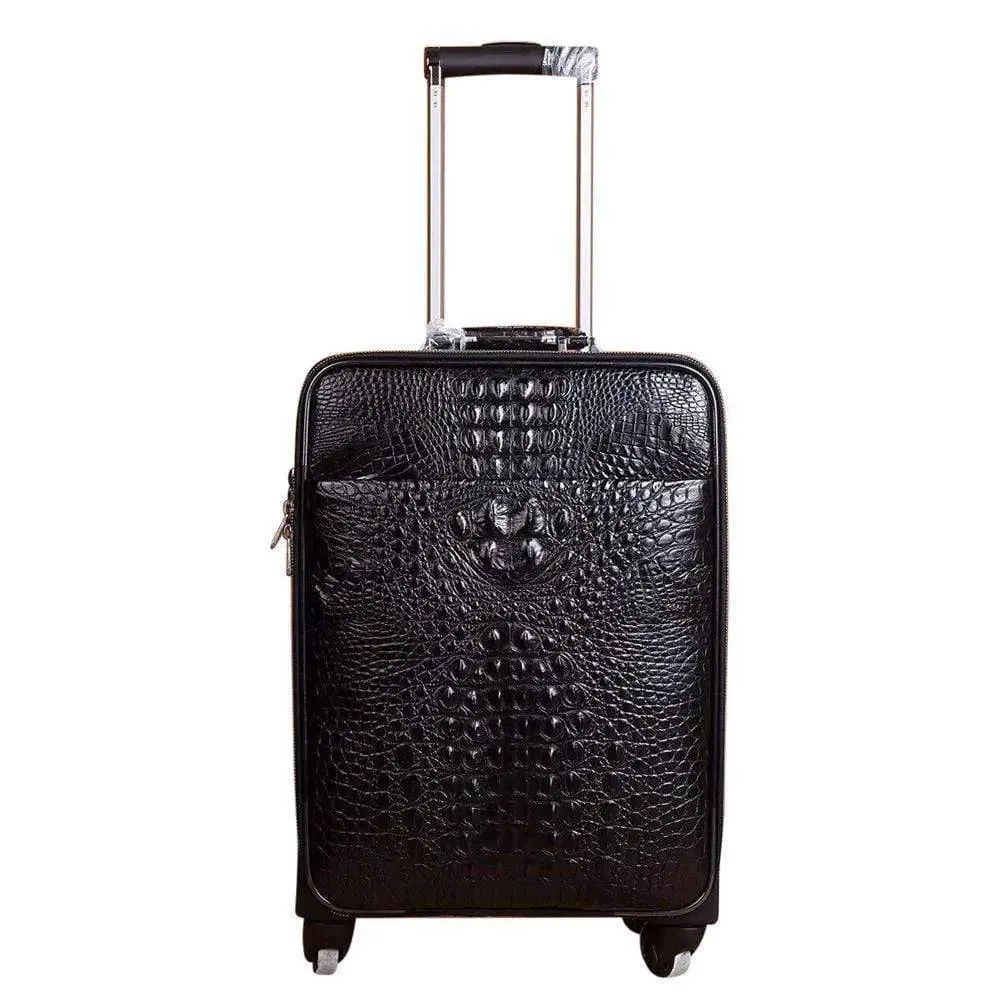 Genuine Crocodile Leather Luggage Roller Trolley Case 4 Spinner Wheels Travel Bags