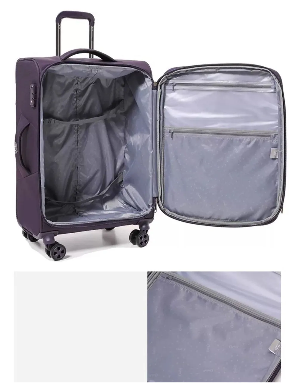 Grey Goby London Carry-On Luggage Suitcase 3Pcs Sets On Wheels Oxford Luggage 3006