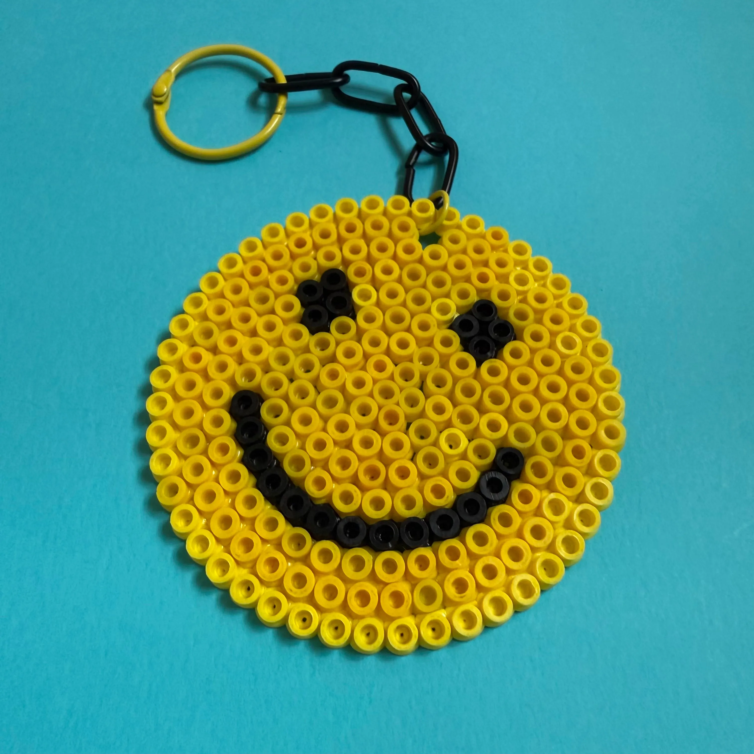 Hama bead smiley keyring