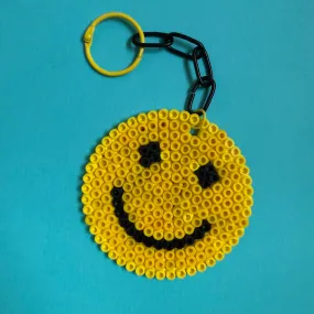 Hama bead smiley keyring