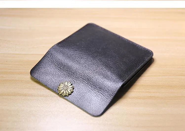 Handcrafted Minimalist leather slim wallet for women, Classic coin purse gift #2