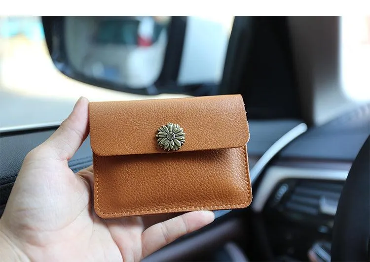 Handcrafted Minimalist leather slim wallet for women, Classic coin purse gift #2