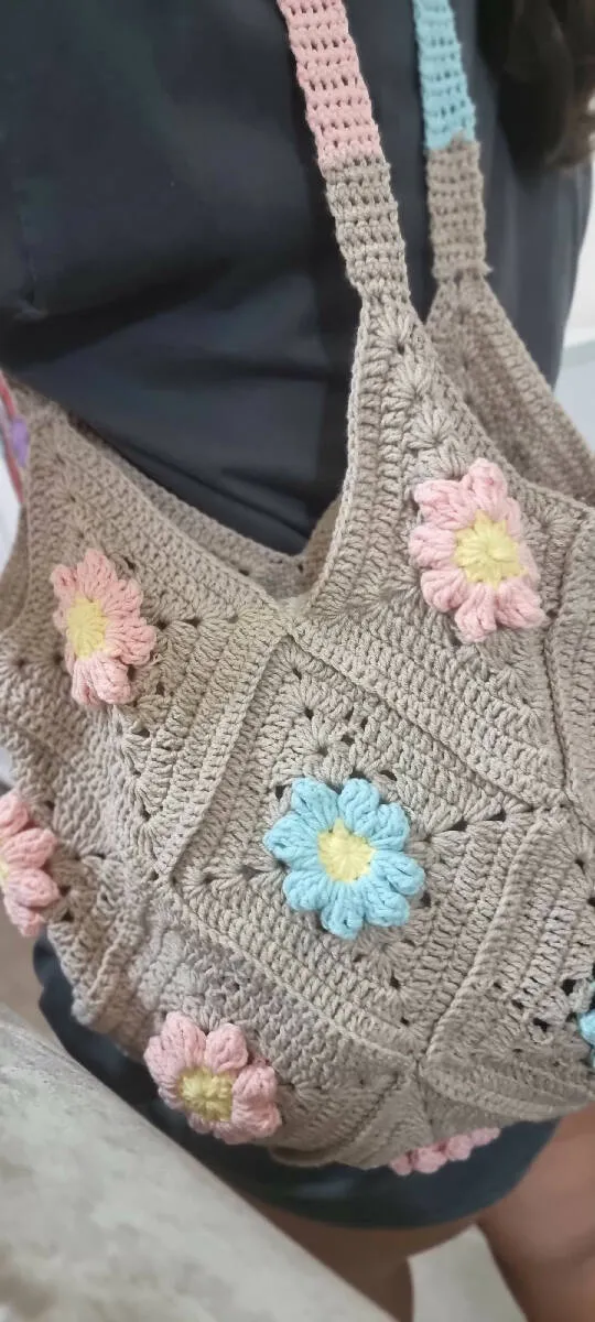 Handmade by rf Flower Crochet Bag