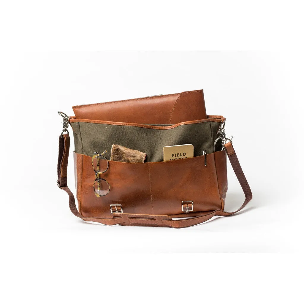 Handmade Leather and Canvas Messenger/Backpack in Light Brown