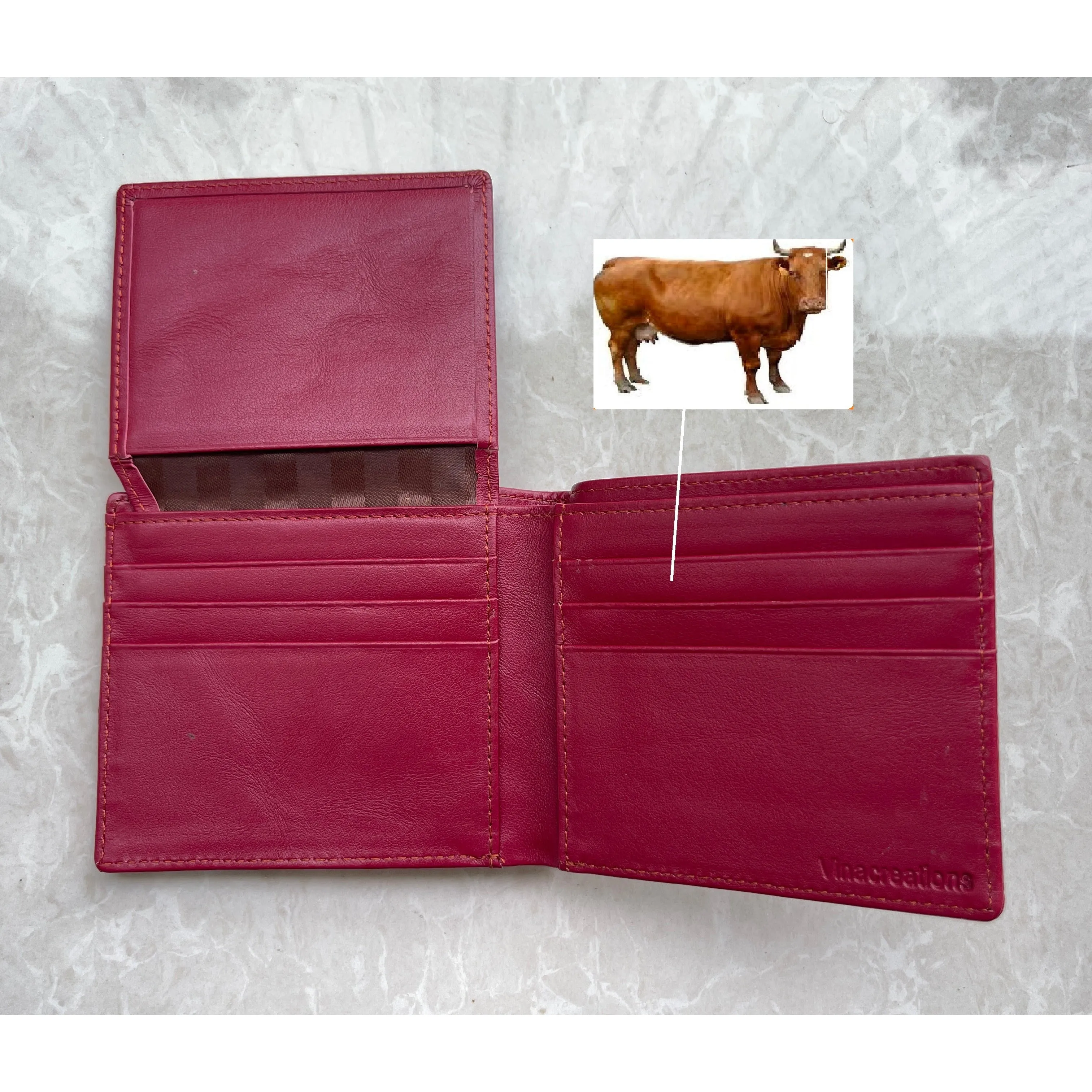 Handmade Red Slim Bifold Ostrich Leather Wallet RFID Blocking For Men | VINAM-95