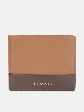 Iconic Men Brown Color-Blocked Bi-Fold Wallet