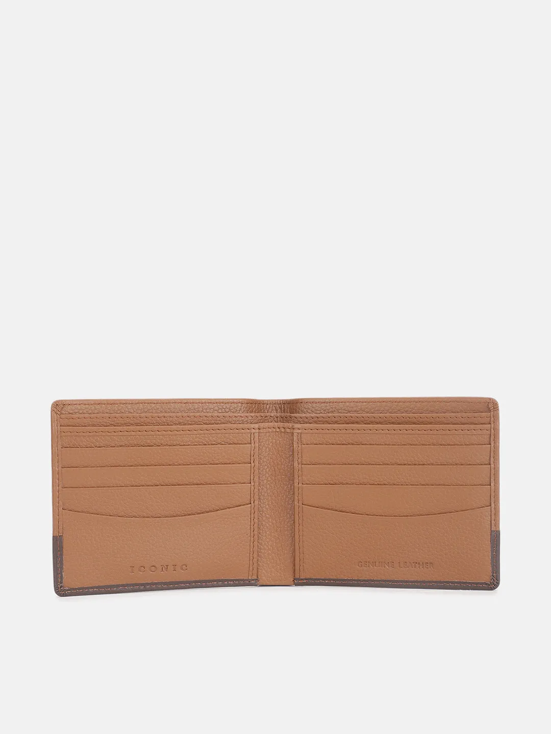 Iconic Men Brown Color-Blocked Bi-Fold Wallet