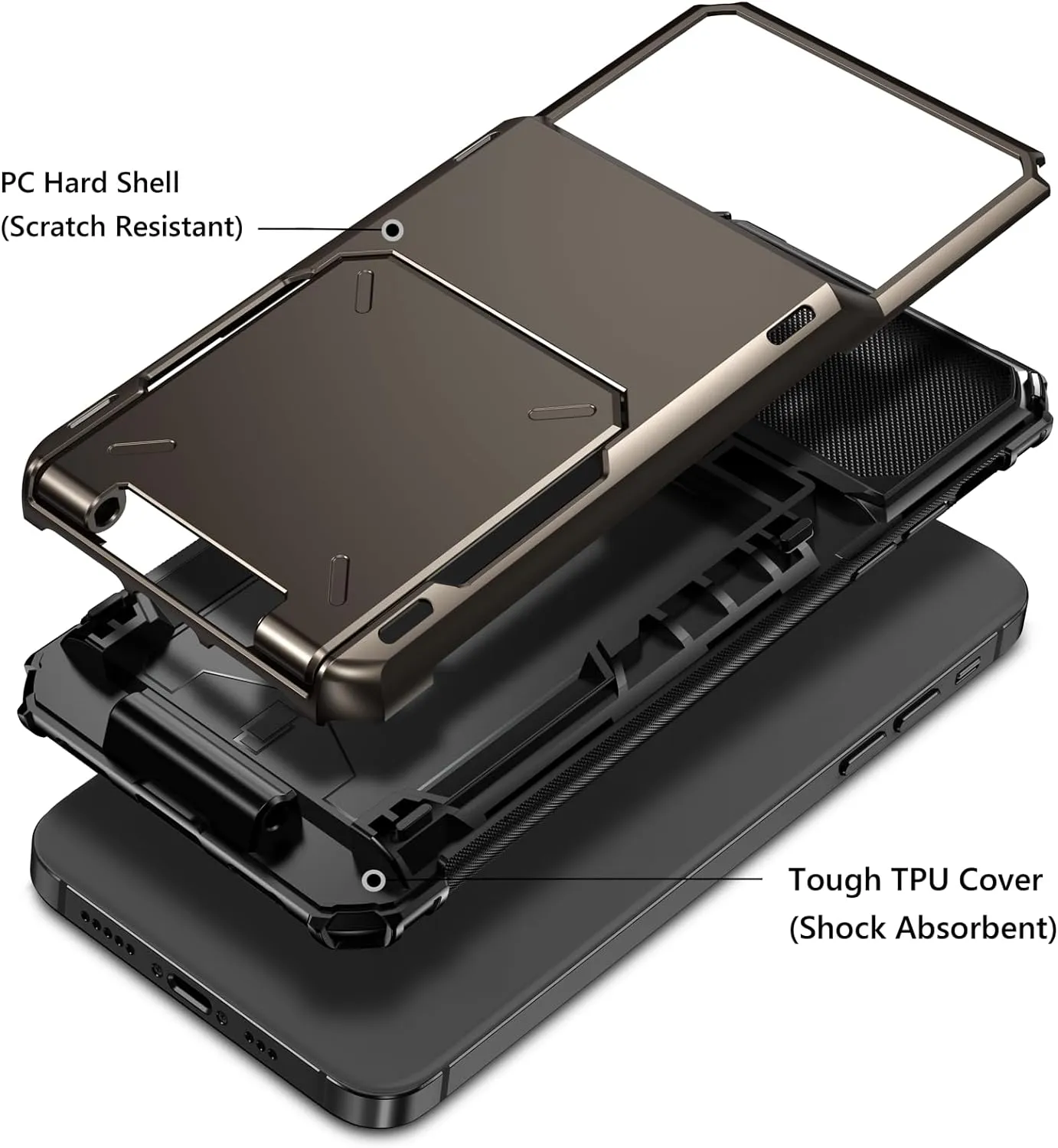 iPhone 16 Pro Max Case Card Holder Dual Layer Heavy Duty Case