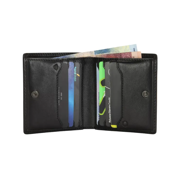 Jekyll & Hide Slim Bifold Card Holder With Coin - Black