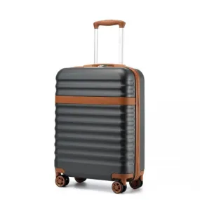 Kono 20" Stylish Hard Shell Cabin Carry-On Suitcase with TSA Lock - Lightweight & Durable (Grey & Brown)