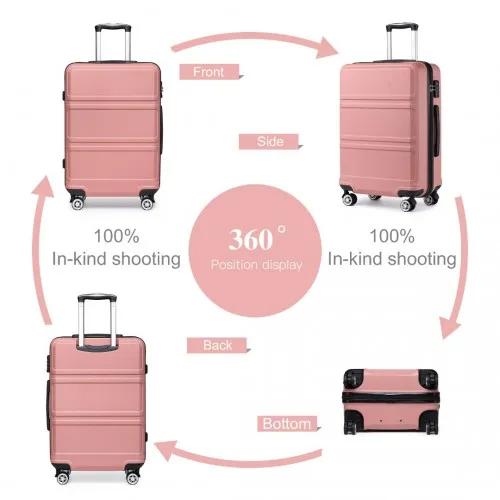 Kono ABS Sculpted Horizontal Design 28" Suitcase - Nude | Durable & Stylish Luggage