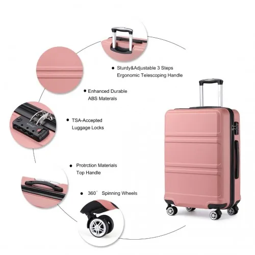 Kono ABS Sculpted Horizontal Design 28" Suitcase - Nude | Durable & Stylish Luggage