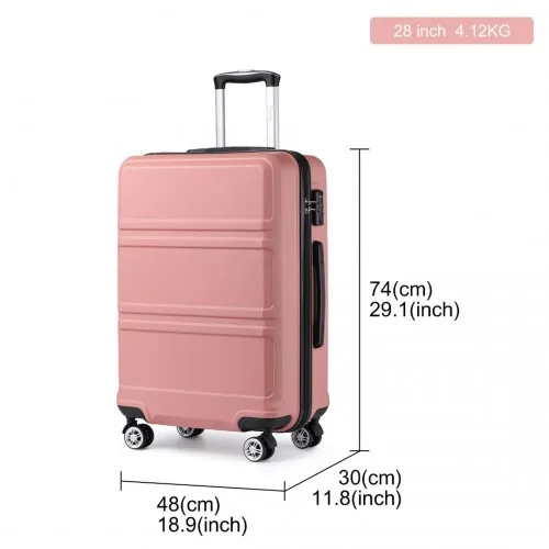 Kono ABS Sculpted Horizontal Design 28" Suitcase - Nude | Durable & Stylish Luggage