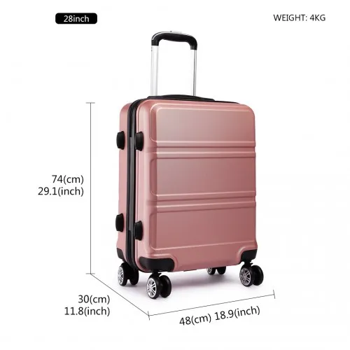 Kono ABS Sculpted Horizontal Design 28" Suitcase - Nude | Durable & Stylish Luggage