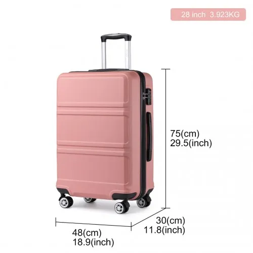 Kono ABS Sculpted Horizontal Design 28" Suitcase - Nude | Durable & Stylish Luggage