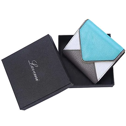 Lavemi RFID Blocking Small Compact Leather Wallets Credit Card Holder Case for Women(Envelope Tiffany Blue)