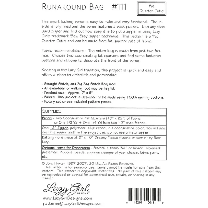 Lazy Girl Designs ~ Runaround Bag