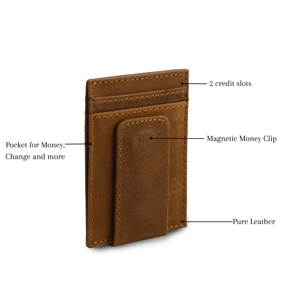 Leather Magnetic Slim Card Holder