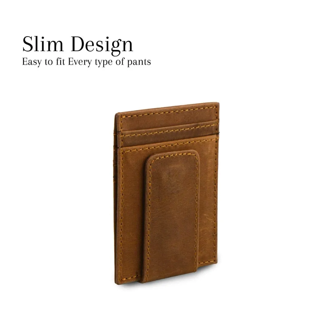 Leather Magnetic Slim Card Holder