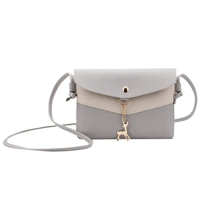 leather Shoulder Bag Fawn Pendant Messenger Satchel