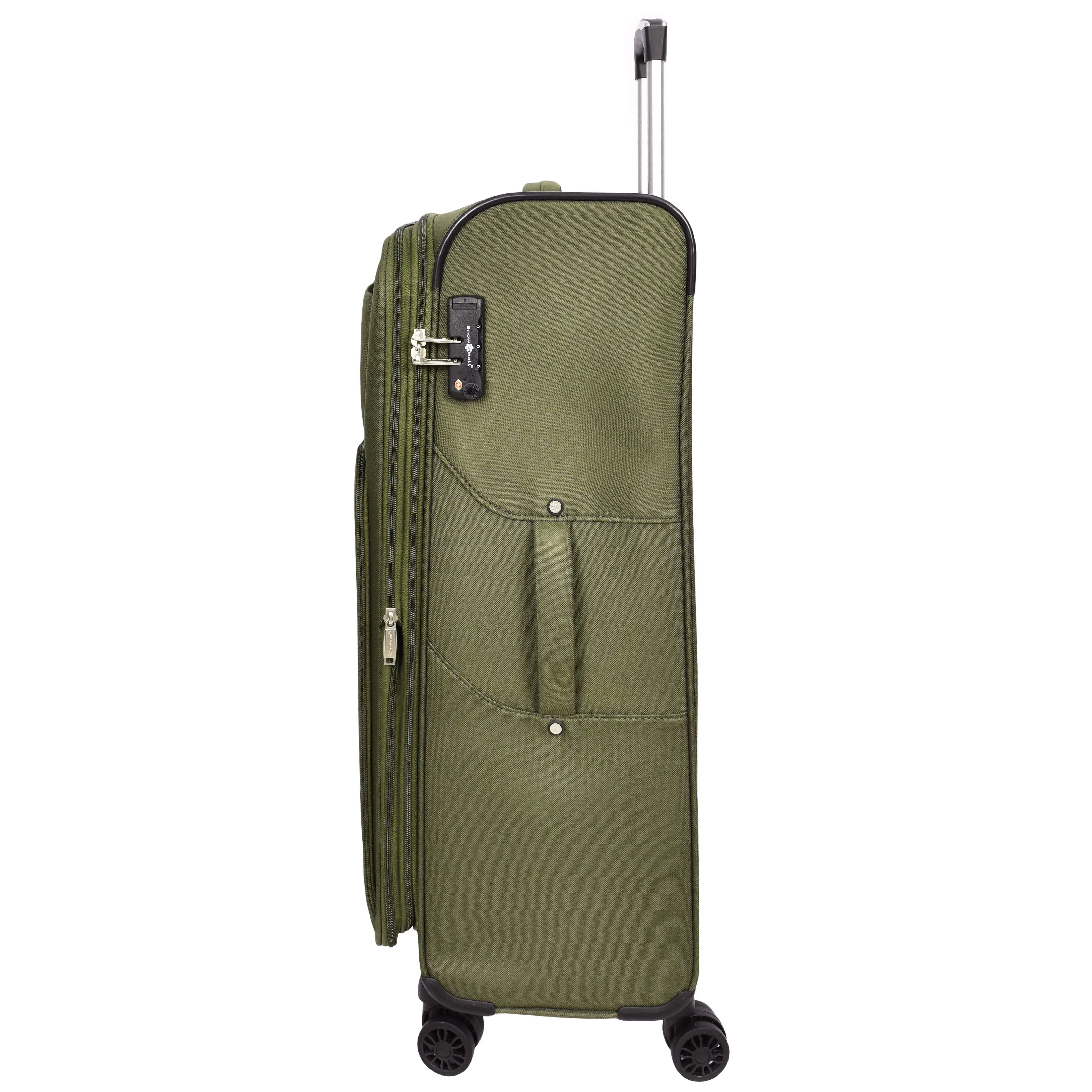 Lightweight Soft Suitcase 8 Wheel Expandable Luggage Pokeno Khaki