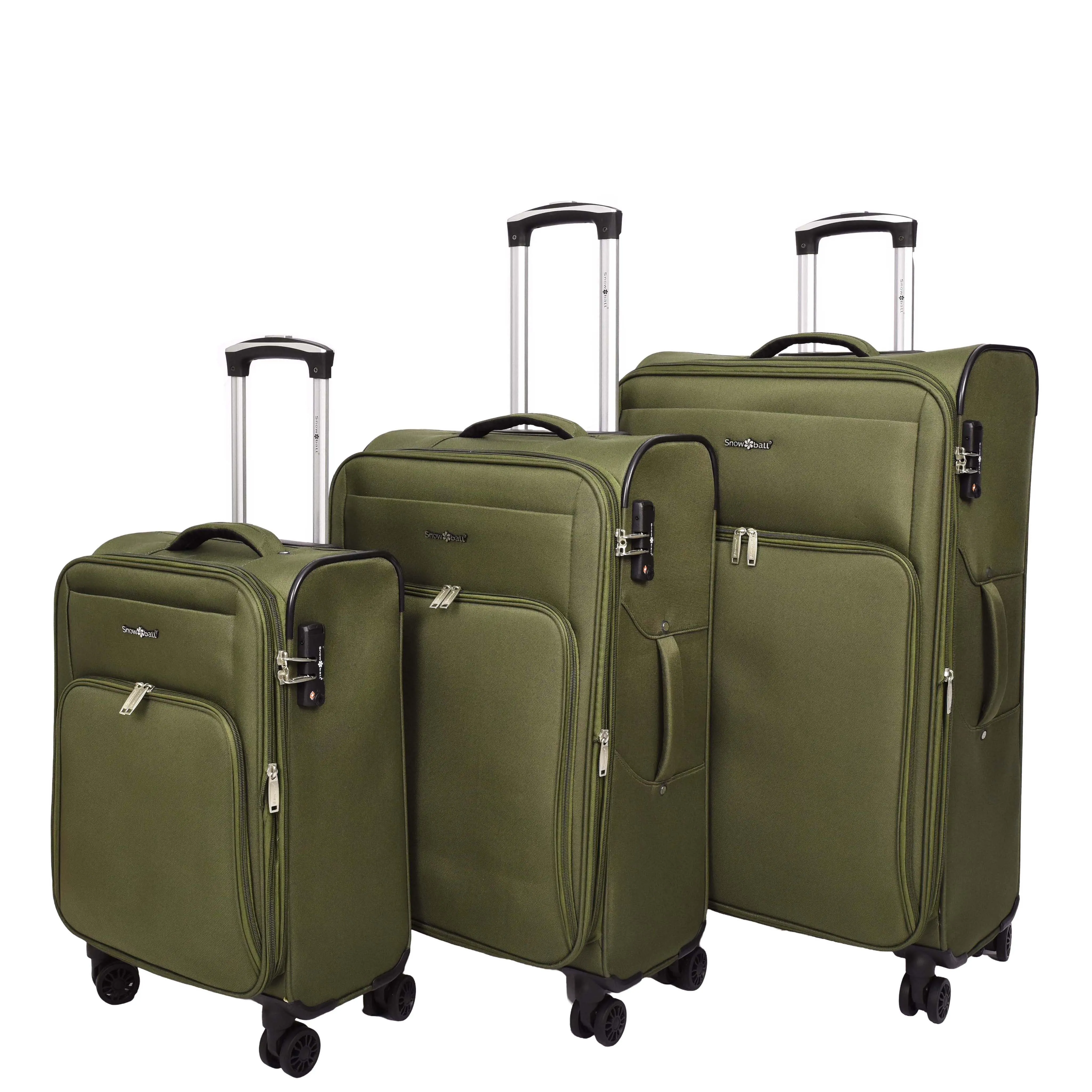 Lightweight Soft Suitcase 8 Wheel Expandable Luggage Pokeno Khaki